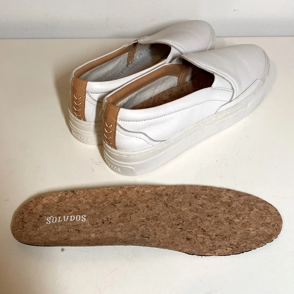 Soludos White Leather Slip-On Sneakers Size 8.5 NWOT - Picture 5 of 6